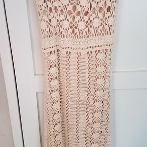 Moda international crochet dress Lined  shin lengh